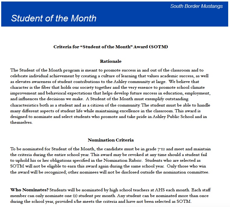 student of the month